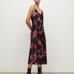 All Saints Black Floral Midi Dress Bryony Ahiahi Dress
Black